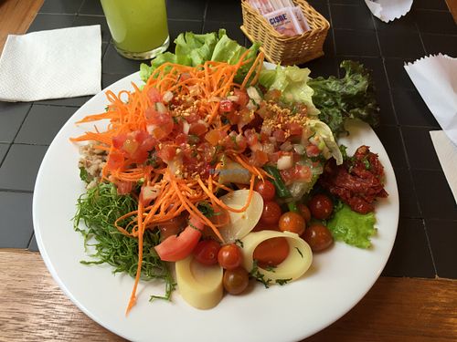 Some of the options of the salad buffet. at Recanto Vegetariano in Sao Paulo