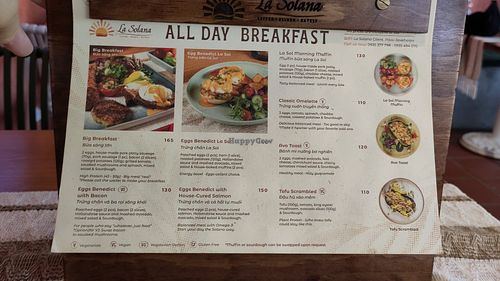 Menu at La Solana Coffee - Brunch - Eatery - Work space in Hoi An