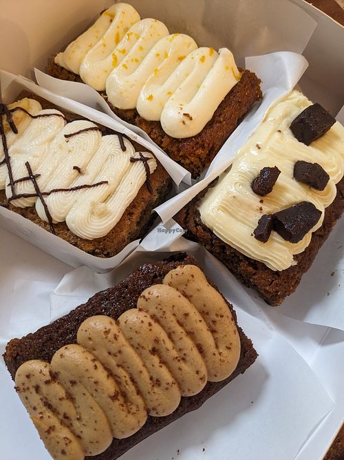 4 of the vegan cake choices at The Brutally Honest Bakery in Birmingham