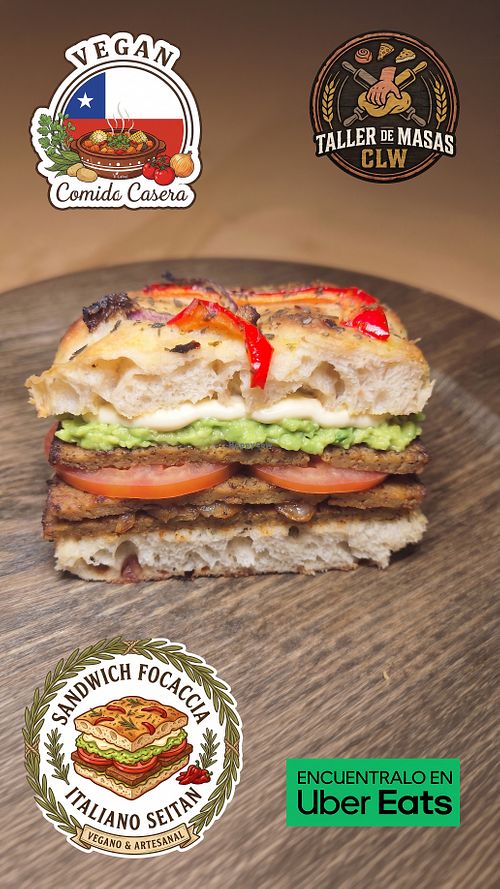 Sandwich Focaccia Vegan Italiano , todo casero de la casa. at Vegan Comida Casera by CLW in La Serena
