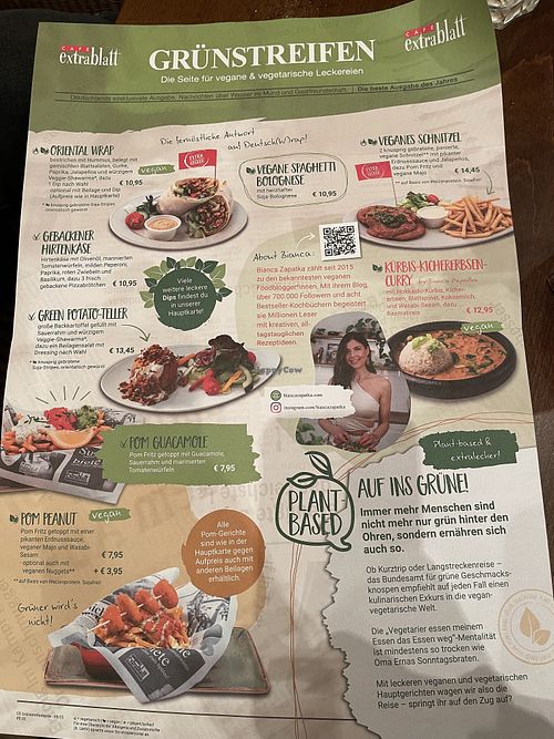 Vegan menu  at Cafe Extrablatt Koblenz  in Koblenz