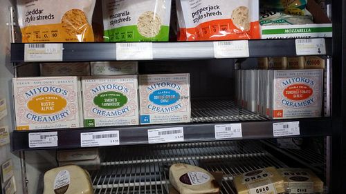 All my favorite vegan cheeses at Vegan Haven in Seattle