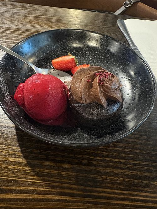 Vegan mud cake  at Waterloo Station Hotel in Salisbury