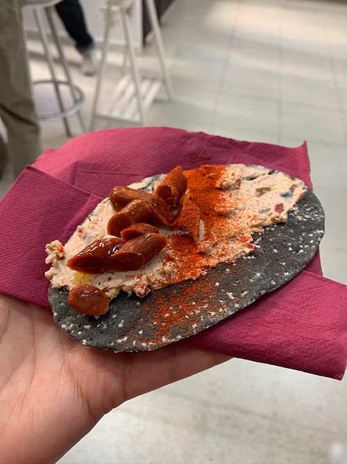 One of the delicious tapas on the tour at Vegan Tour Madrid in Madrid