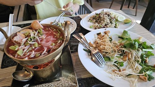 Sweet and spicy noodles soup 
Phat Thai 
Fried rice with mushroom at Palm Cuisine in Bangkok