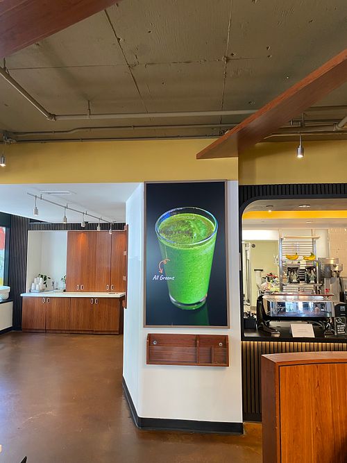 Counter and poster at Fruitive in Washington