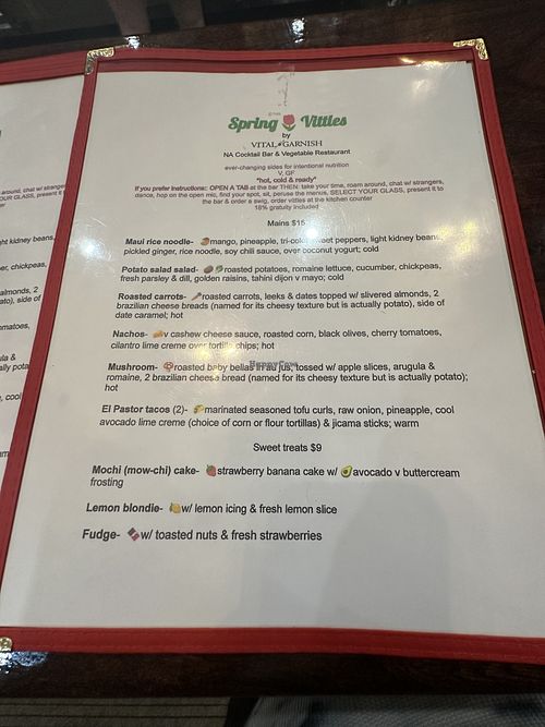  Menu  at Vital Garnish in Canandaigua