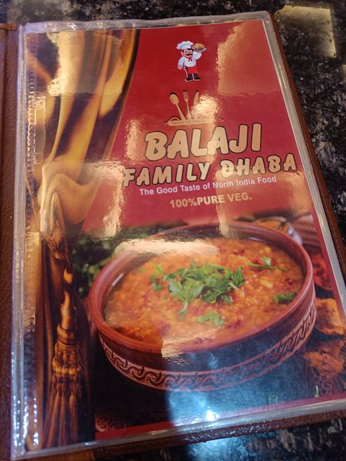 Menu at Balaji Santosh Dhaba in Hyderabad
