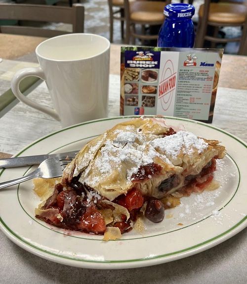 Sweet and sour cherry Burek pastry v+vg at BUREK SHOP 3M Restaurant in Chicago