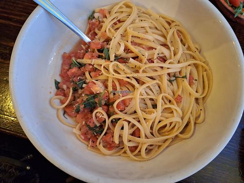 My Pasta Basilico (minus the Parmesan cheese). at The Island Fish Co. Restaurant & Tiki Bar in 