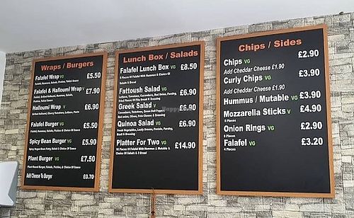 Menu at Falafel House in Brighton And Hove