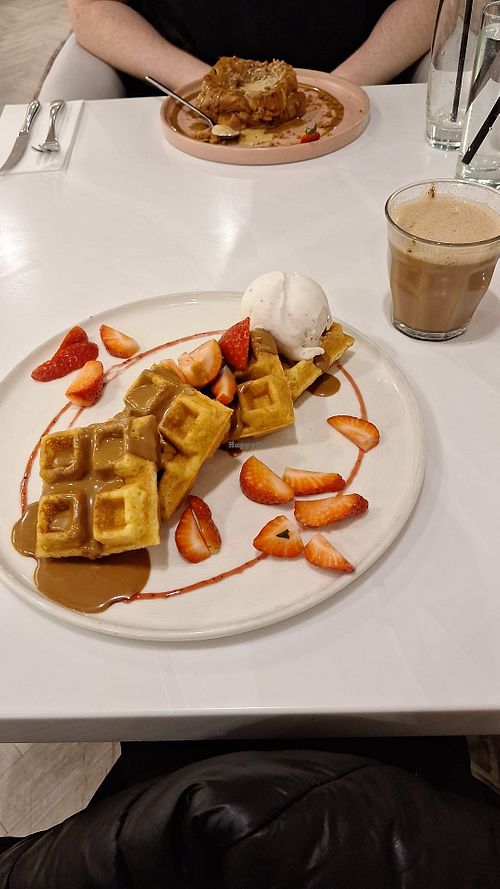 An Offer She Can't Refuse waffles but with Biscoff sauce rather than chocolate  at Haute Dolci Leeds in Leeds