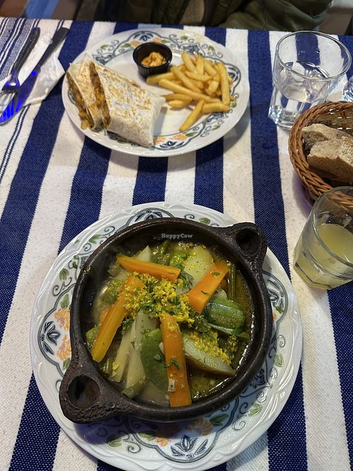 Veggie Taco and vegan Tajine  at Cafe Sindibad - Moroccan Restaurant in Chefchaouen