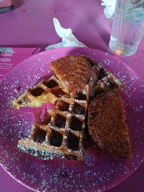 Vegan chicken and waffle at Evies Disco Diner in Fitzroy