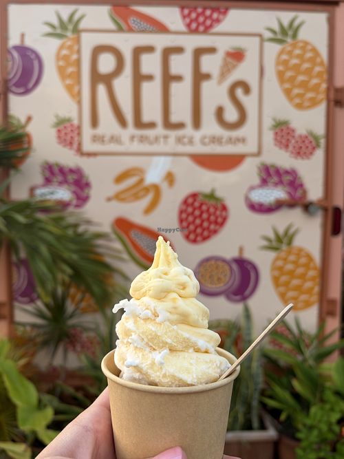Coconut mango pineapple soft serve!  at Reef's Real Fruit Ice Cream in Kihei