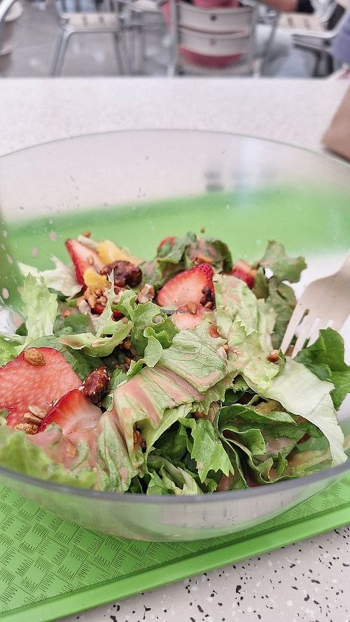 Ensalada Mongo 🥗🍓🌰✨️

Pd. Es grande, pero la foto es engañosa por el ángulo 😬 at La Buena Tierra in Mexico City