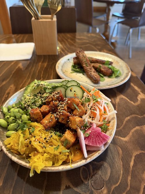 Locally made Tempeh and Kimchi ….too good for words!  at Café Sage in Saint-lambert