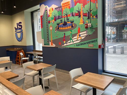 Seating inside at Just Salad Midtown South in New York City