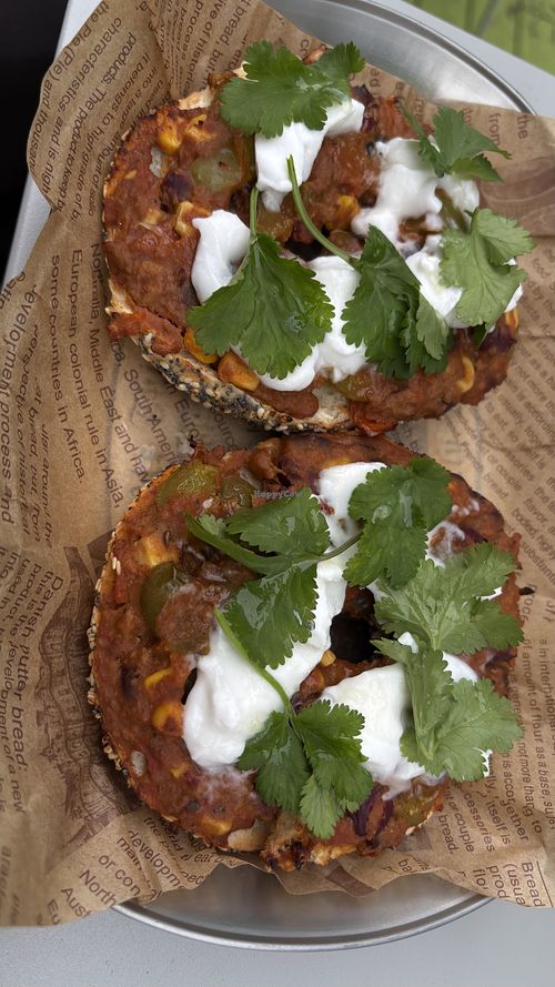 Impossible vegan Mexican bagel  at Lumen Alley Coffee & Bagels in South Yarra