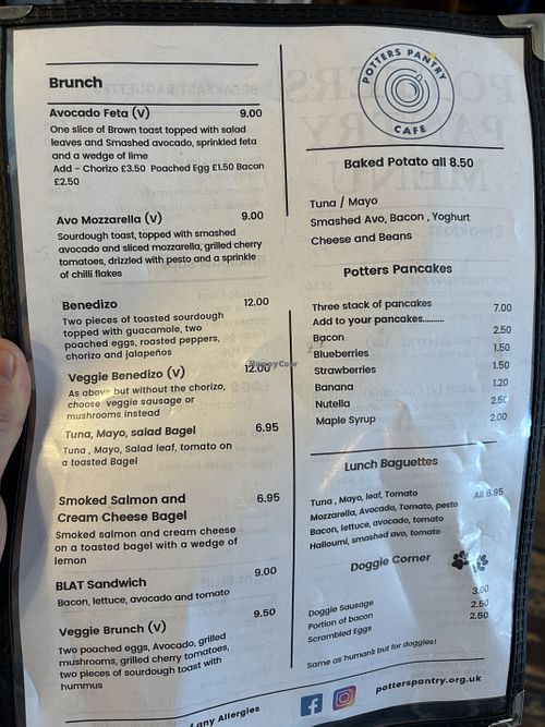 Menu  at Potter's Pantry in London