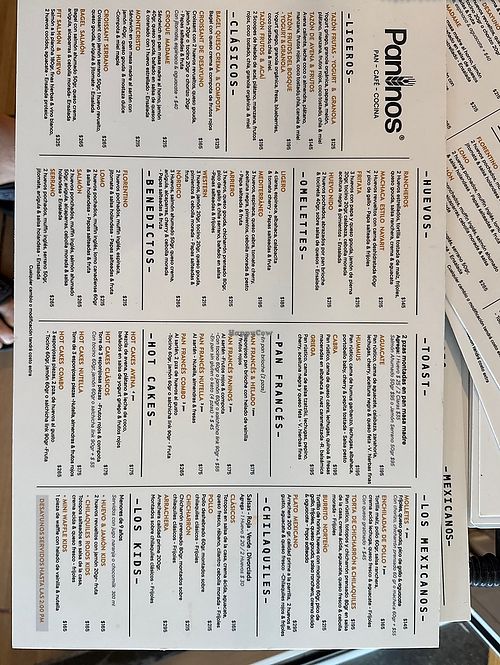 Menu  at Paninos Nuevo Vallarta in Nayarit