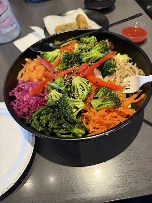 Vegan Vegetables Bibimbap with no egg  at Cafe Moon in Kihei