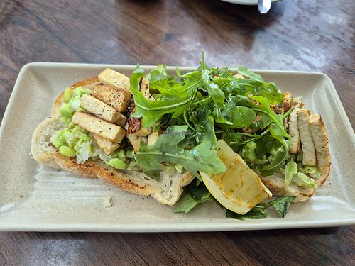 Tofu and edamame bruscetta at Bay Espresso Taradale in Napier