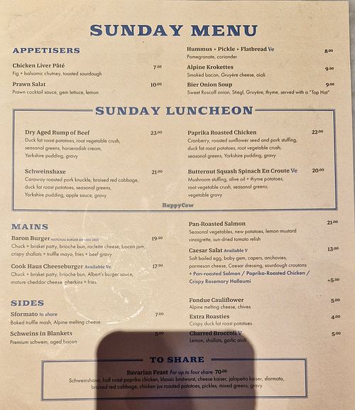 Current Sunday Roast Offerings at Albert's Schloss - Manchester in Manchester