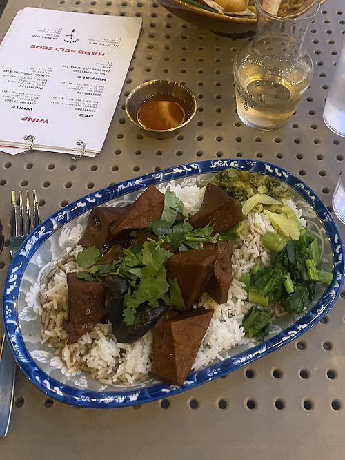 crispy tofu laab with rice  at Eem Khao in Hamilton