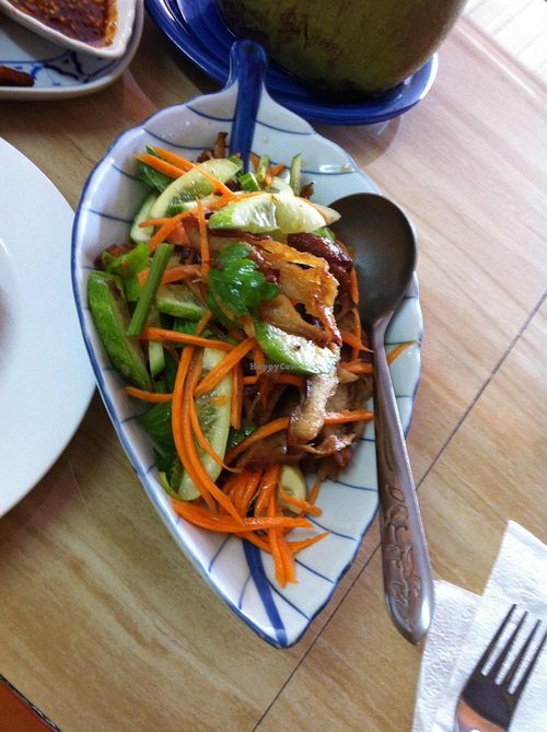 Duck salad (veggie protein)... so delicious!!! at Mea Nuu Vegetarian Food in Pattaya