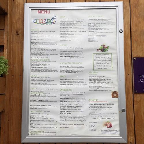 Full menu at Bubble Tea Paradise Healthy Cafe in Limerick