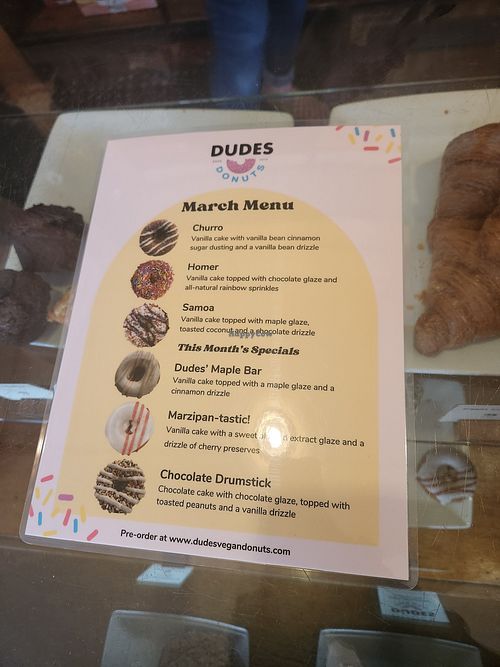 Donuts menù, all vegan and gluten free at All City Coffee in Seattle