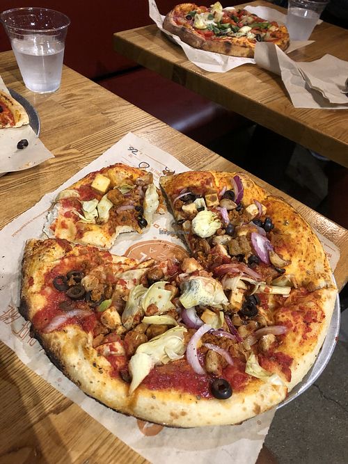 Soyrizo and tofu chicken pizza at Blaze Pizza in Monrovia