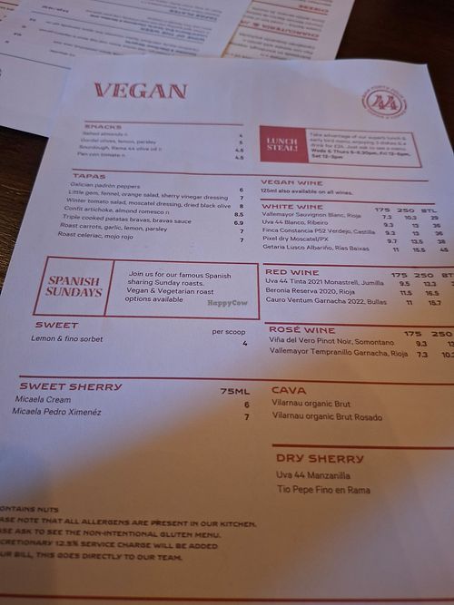 Vegan Menu at Bar 44 Bristol in Bristol