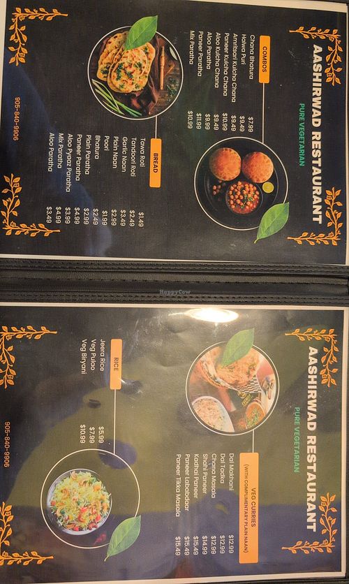 Menu at Aashirwad Vegetarian Restaurant & Sweets in Brampton