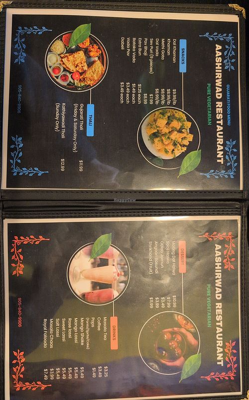 Menu at Aashirwad Vegetarian Restaurant & Sweets in Brampton