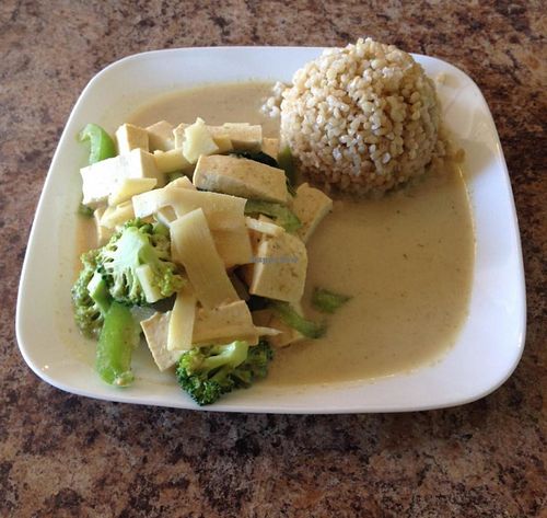 Green curry with brown rice at Vida's Thai Food in Homer
