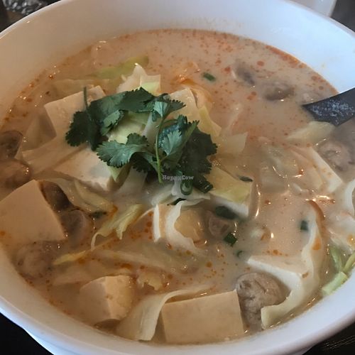 coconut rice noodle soup with tofu at Vida's Thai Food in Homer