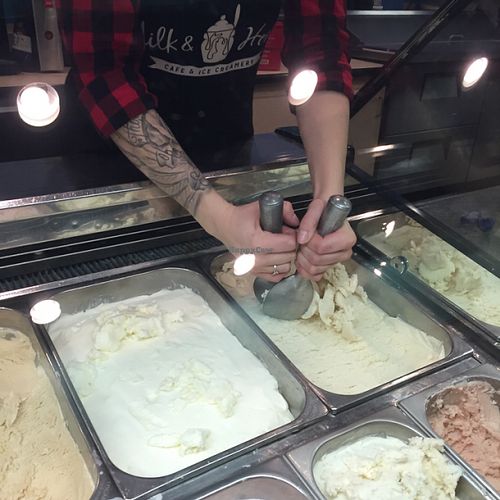 cold slab ice cream at Milk and Honey in Traverse City