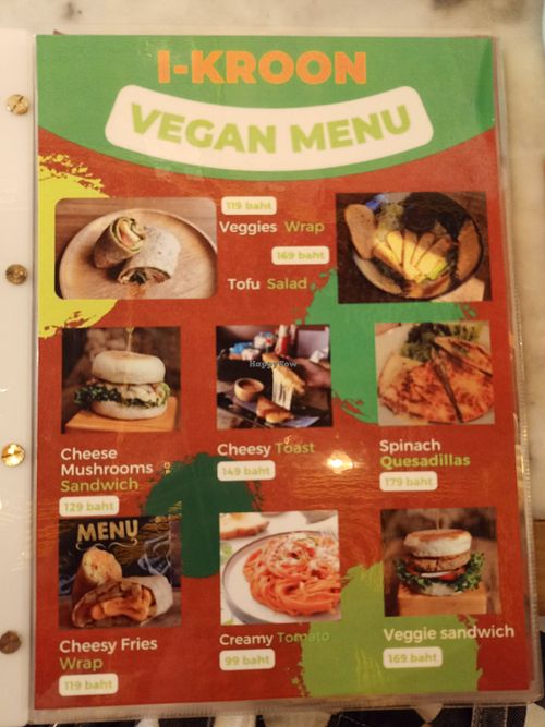 I-Kroon vegan menu at I-Kroon Cafe in Phuket