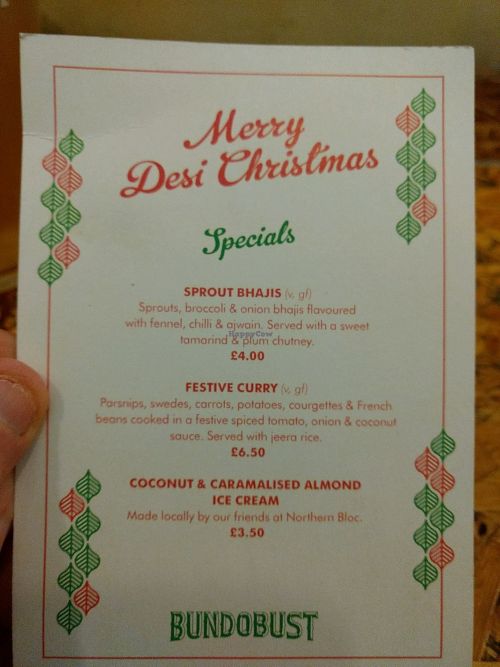festive menu at Bundobust in Leeds