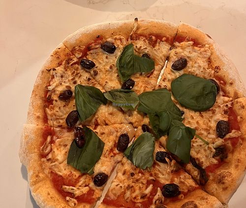 Margherita pizza with vegan cheese   at Penny's in Potts Point