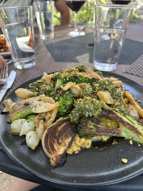Seared broccoli with  dal  at Rylu's Bistro in Santa Clara