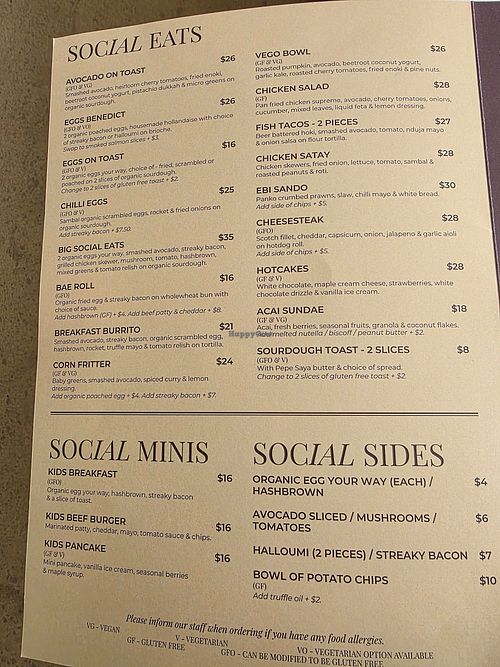 Menu at The Civic Social in Noosa Heads