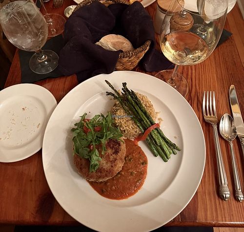Lion’s mane mushroom cakee  at Chez Nous in Schenectady