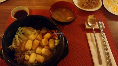 Fried tofu with vegetables and rice at Mamy in Prague