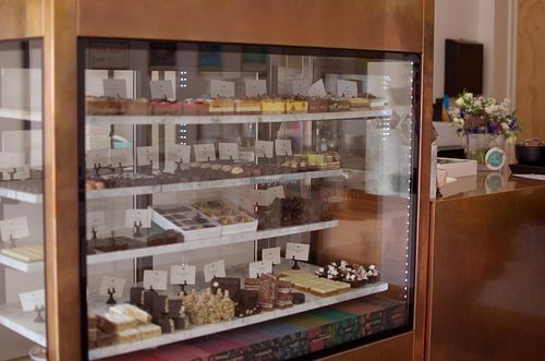 The cabinet of chocolatey dreams at Pana Chocolate in Richmond