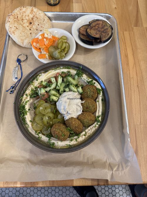 Amazing veg sampler.  Yuuuum!!!  at Mazal in Charleston