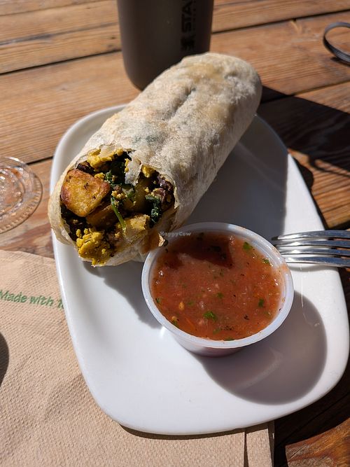 Vegan breakfast burrito at Bestslope Coffee Company in Fruita