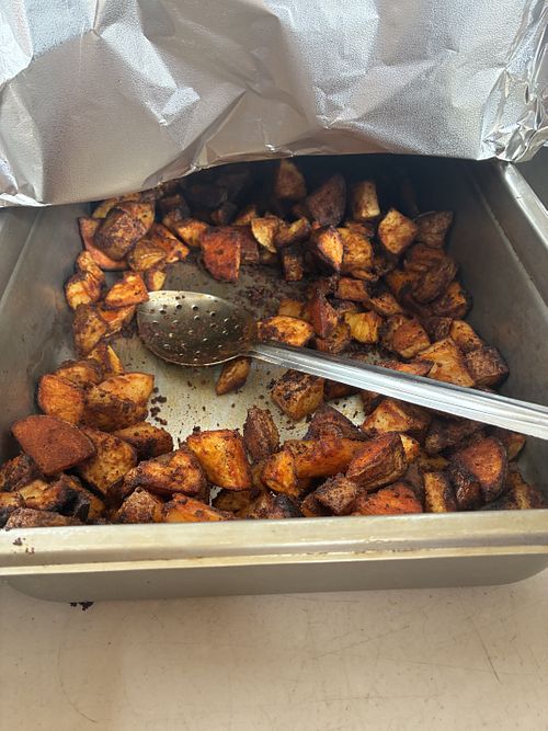 Roasted potatoes  at Food Not Bombs Raleigh in Raleigh